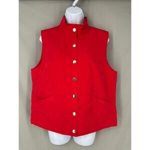 Vintage Vest Womens Large Red Quilted Snap Puffer Bohemian Cottage Cabin Boho